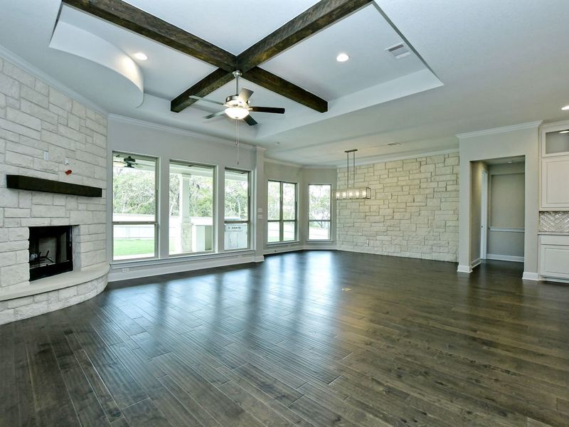 Representative unfurnished interior of a home built from the Madera II by Giddens Homes in Scofield Farms Estates, Georgetown (Image 376).