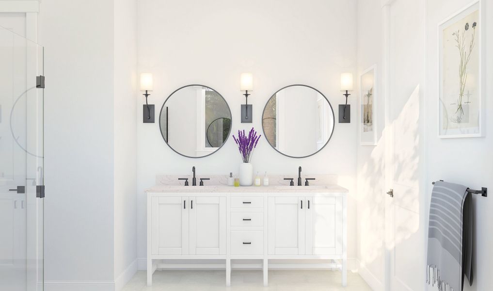 Freestanding vanity in primary bath