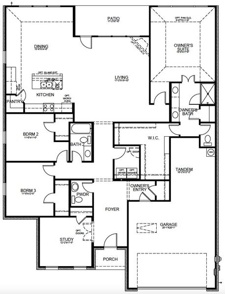 2D floor plan layout of this home in Tinsley Meadows, Van Alstyne, TX (Image 3).