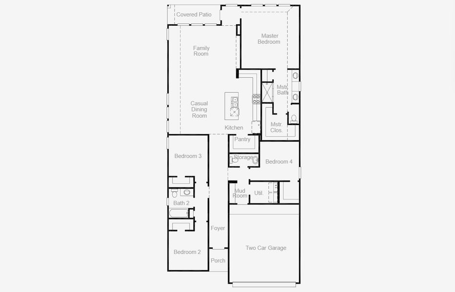 2D floor plan layout for the Troy by Coventry Homes in Highland Village 50' and 55', Georgetown, TX (Image 3).