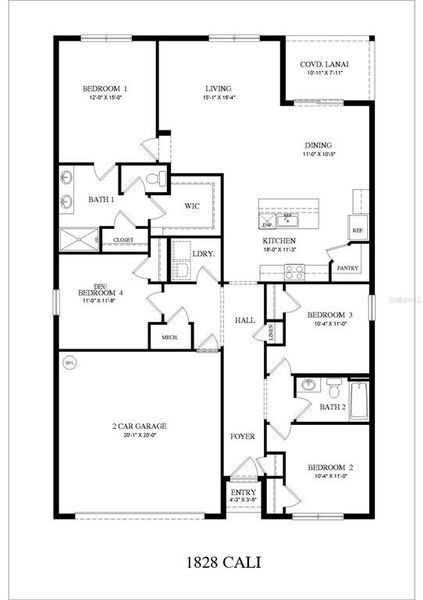 2D floor plan layout of this home in Seagrass, Punta Gorda, FL (Image 4).
