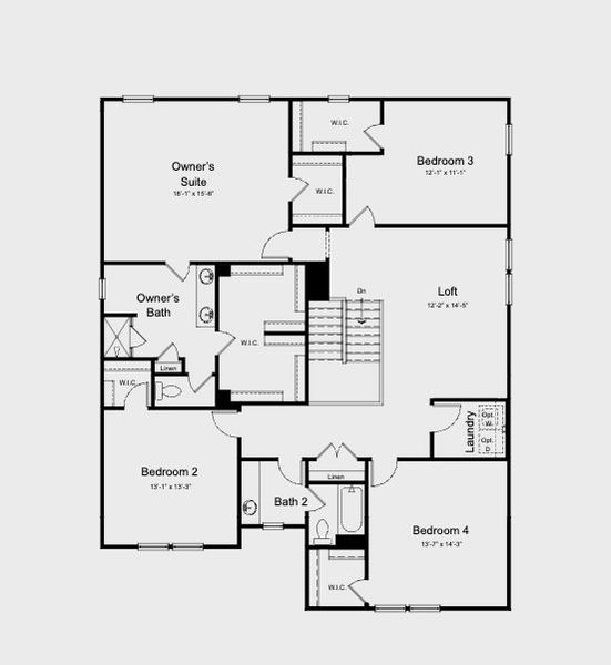 2D floor plan layout for the Sheridan by Taylor Morrison in Eagle Trace, Wendell, NC (Image 4).