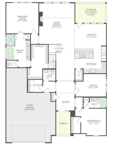 2D floor plan layout of this home in Pecan Ridge, Fulshear, TX (Image 3).