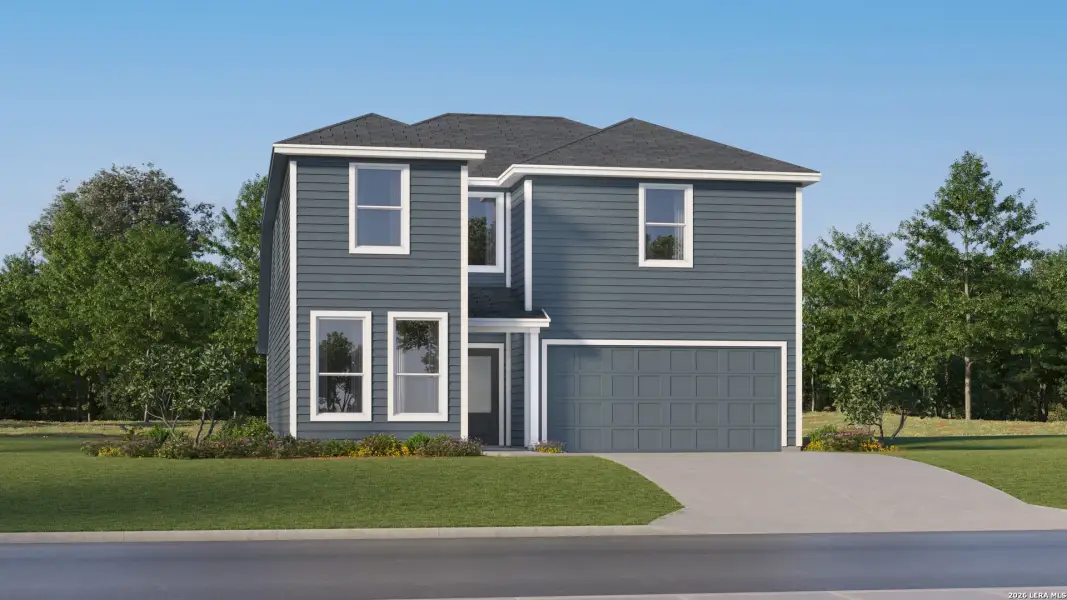 Front exterior of a new home in Juniper Ranch, Spring Branch, TX, highlighting curb appeal (Image 19).