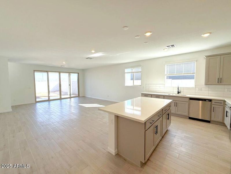 Kitchen, dining and great room