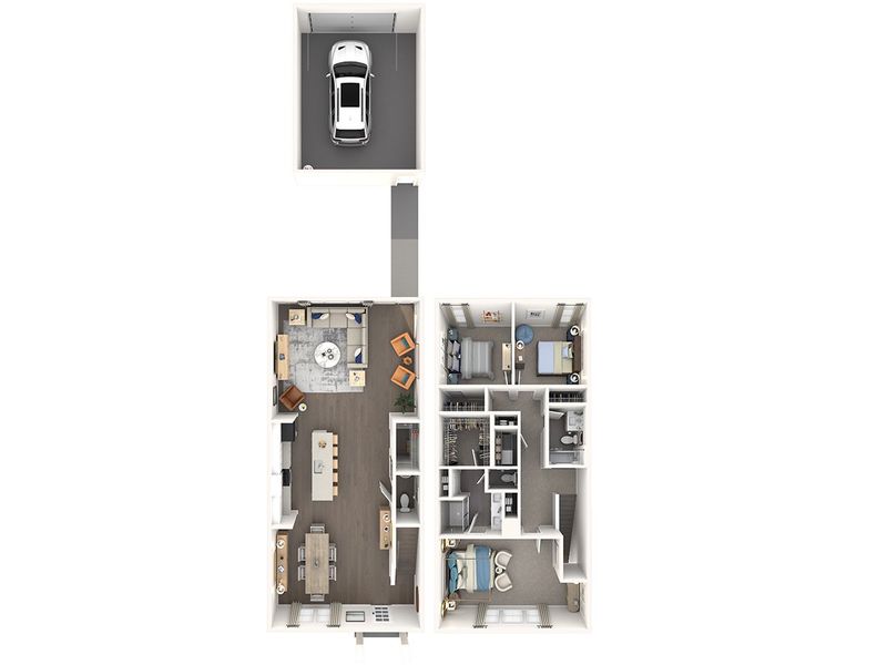 2D floor plan layout for the Reed by Meritage Homes in Greystone - Vista Townhomes, Smyrna, TN (Image 4).