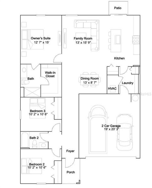 2D floor plan layout of this home in Marion Oaks, Ocala, FL (Image 2). 2D floor plan layout of this home in Marion Oaks, Ocala, FL (Image 2).