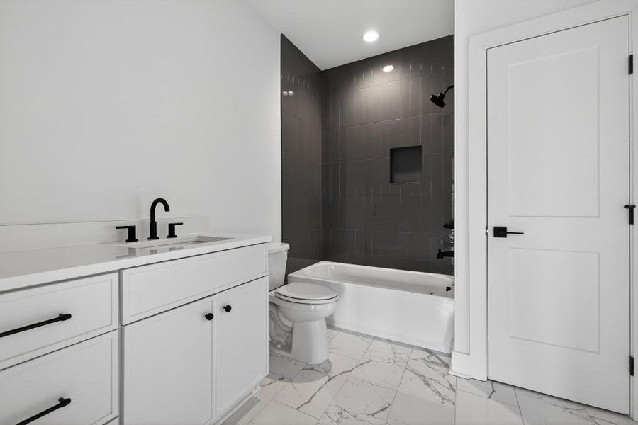 Furnished interior view inside a new home in Skyview On Broad, Sugar Hill (Image 8). Furnished interior view inside a new home in Skyview On Broad, Sugar Hill (Image 8).