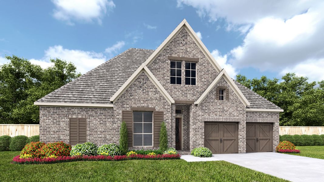 Representative exterior photo of a completed home built from the 519A by Britton Homes in Mustang Lakes, Celina, TX (Image 9). Representative exterior photo of a completed home built from the 519A by Britton Homes in Mustang Lakes, Celina, TX (Image 9).