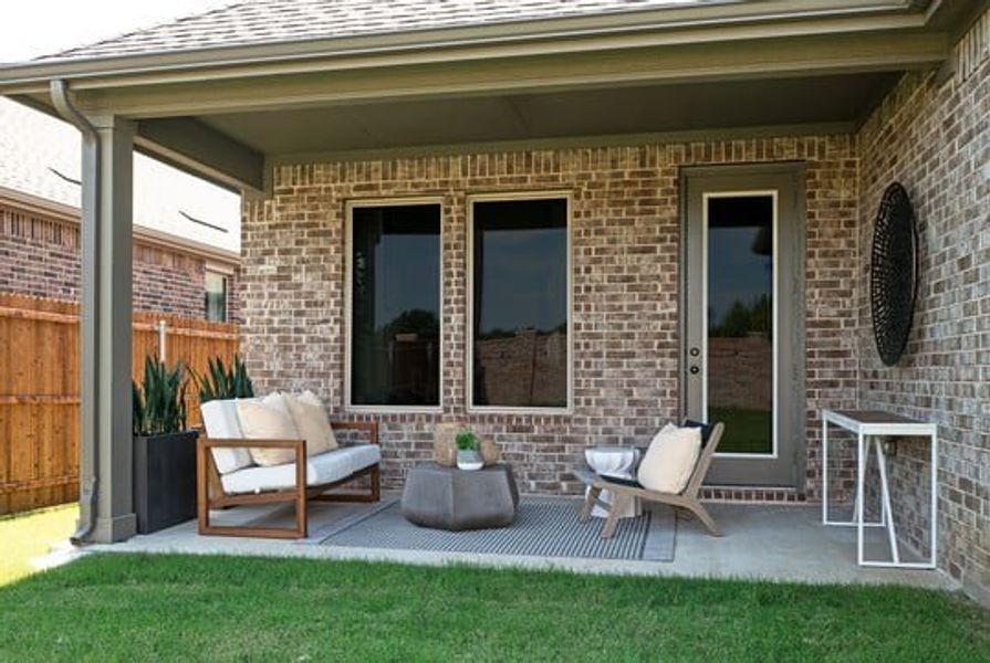 Exterior details and patio area of a home in Inspiration Collection at Bridgewater, Midlothian (Image 2).