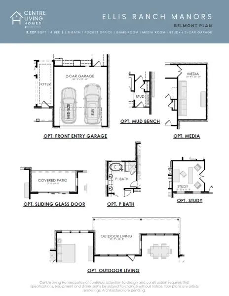2D floor plan layout for the Belmont by Centre Living Homes in Ellis Ranch Manors, Waxahachie, TX (Image 4). 2D floor plan layout for the Belmont by Centre Living Homes in Ellis Ranch Manors, Waxahachie, TX (Image 4).