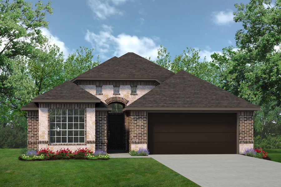 Elevation A with Stone | Concept 1638 at Chisholm Hills in Cleburne, TX by Landsea Homes