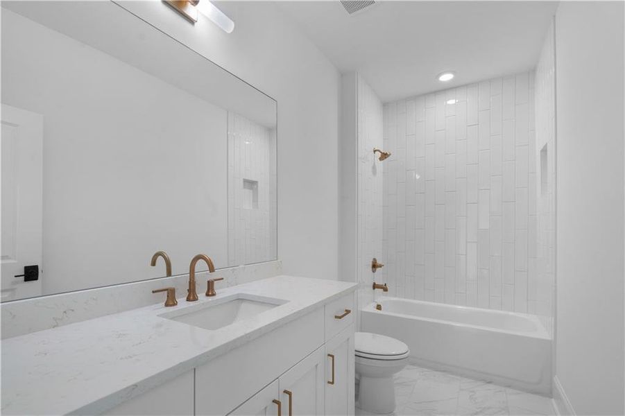 Furnished interior view inside a new home in Waterside Single Family, Peachtree Corners (Image 38). Furnished interior view inside a new home in Waterside Single Family, Peachtree Corners (Image 38).