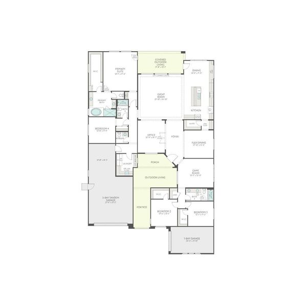 2D floor plan layout for the Mojave Plan 60-3 by Tri Pointe Homes in Navarre at Abel Ranch, Goodyear, AZ (Image 3).