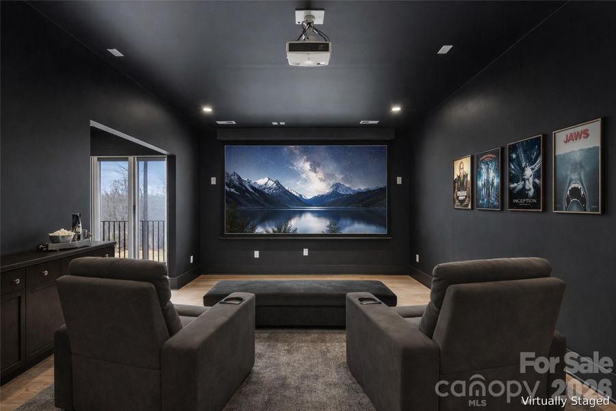 Virtually Staged Upper Level Theatre and Entertainment Room
