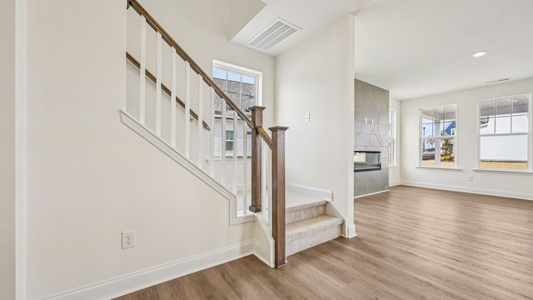 Representative furnished interior of a home built from the Juniper by DRB Homes in Sidney Creek Single Family, Zebulon (Image 8). Representative furnished interior of a home built from the Juniper by DRB Homes in Sidney Creek Single Family, Zebulon (Image 8).