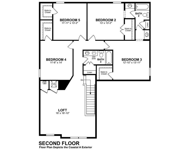 2D floor plan layout of this home in Estates at Lake Jesup, Sanford, FL (Image 4).