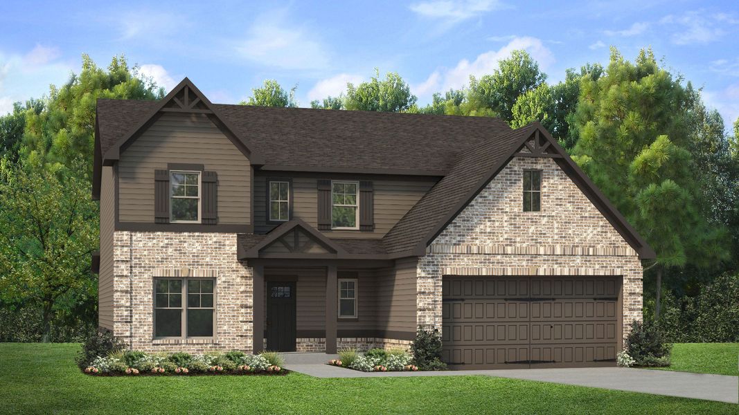 Representative exterior photo of a completed home built from the Lauren II by DRB Homes in Kingston, Locust Grove, GA (Image 16).