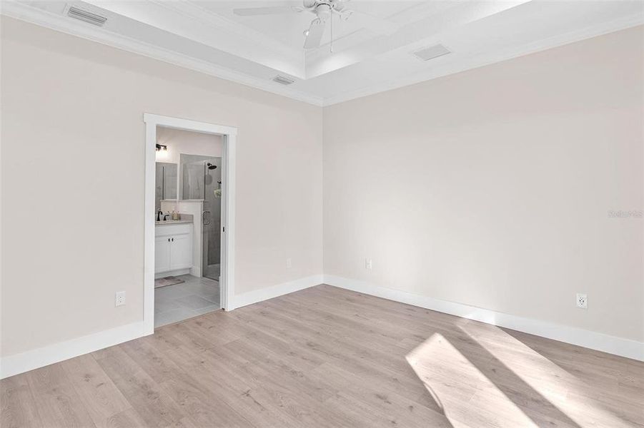 Primary Bedroom with Trey Ceilings