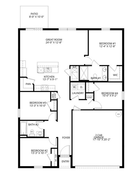 2D floor plan layout of this home in Holloway Landing, Plant City, FL (Image 3).