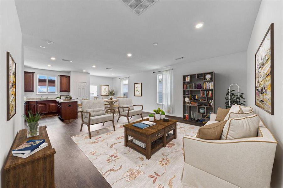 This gorgeous flooring flows throughout the first floor of the home.