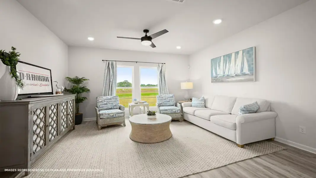 Representative furnished interior of a home built from the Eastwood by D.R. Horton in Brookwater, Texas City (Image 6). Representative furnished interior of a home built from the Eastwood by D.R. Horton in Brookwater, Texas City (Image 6).