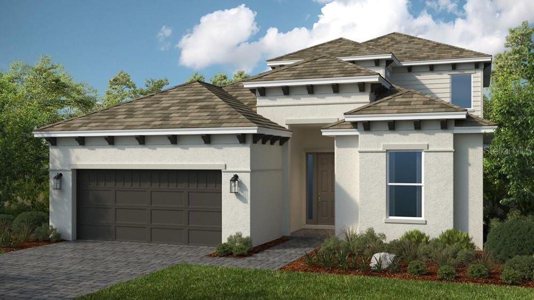 Front exterior of a new home in Esplanade at Starling, Punta Gorda, FL, highlighting curb appeal (Image 1). Front exterior of a new home in Esplanade at Starling, Punta Gorda, FL, highlighting curb appeal (Image 1).