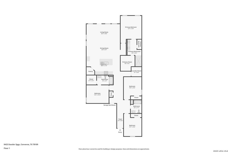 2D floor plan layout of this home in Hightop Ridge, Converse, TX (Image 3).