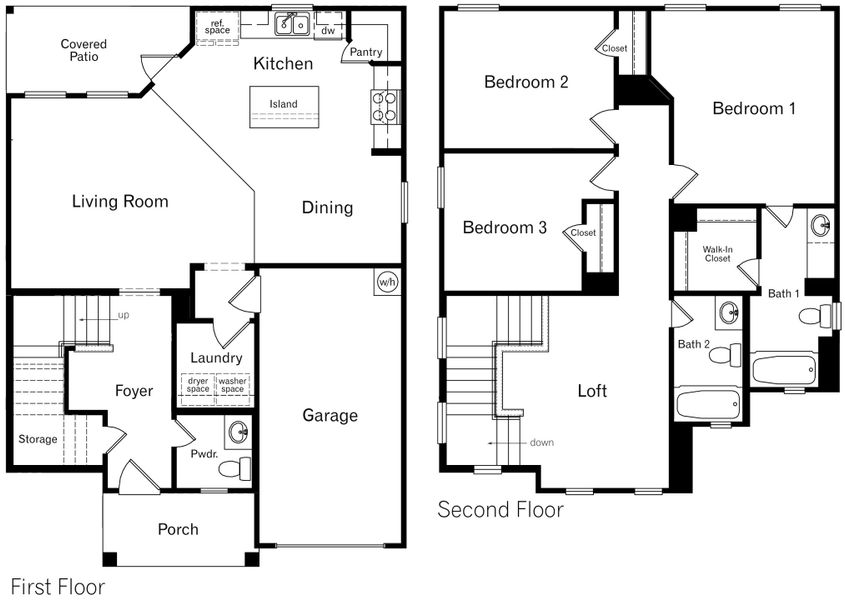 2D floor plan layout of this home in Riverstone at Westpointe, San Antonio, TX (Image 2).