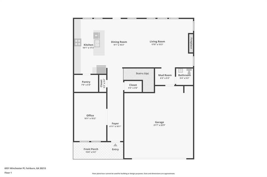2D floor plan layout of this home in Creekside at Oxford Park, Fairburn, GA (Image 5).