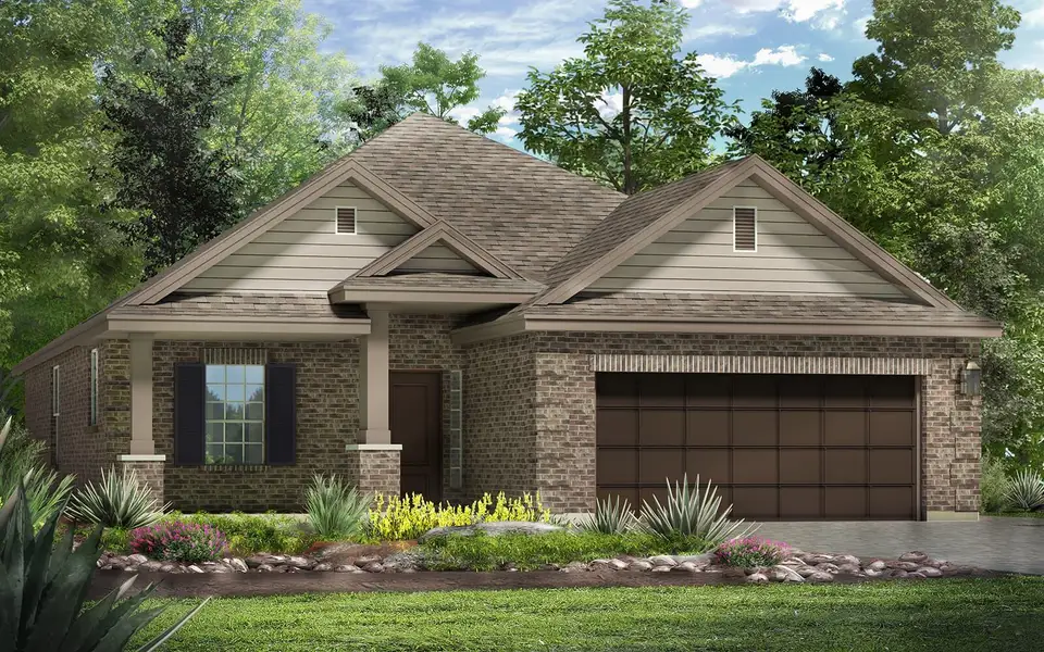 View of front of home with brick siding, an attached garage, and driveway View of front of home with brick siding, an attached garage, and driveway