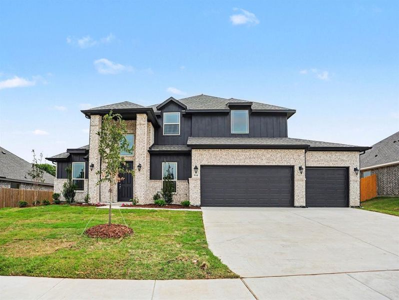 Front exterior of a new home in Cole Crossing Estates, DeSoto, TX, highlighting curb appeal (Image 15).