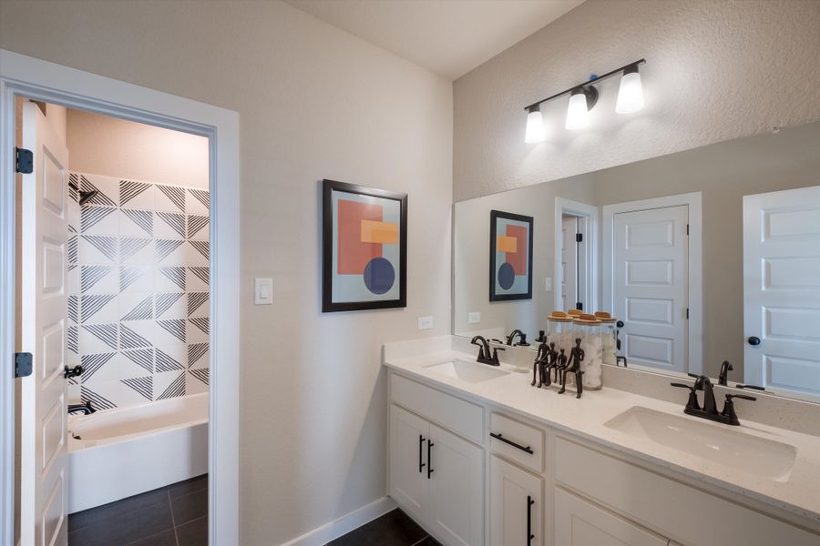 Representative furnished interior of a home built from the Guadalupe by Scott Felder Homes in Prominence, San Antonio (Image 16).