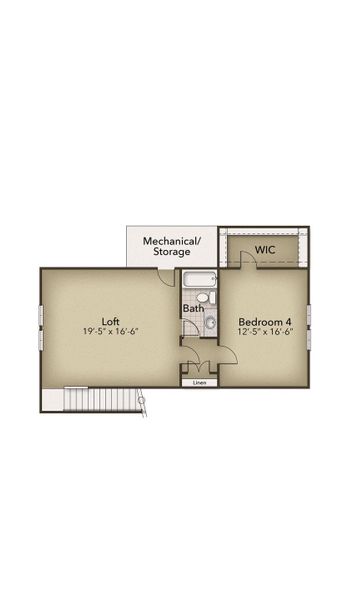 2D floor plan layout for the The Wren by Chesapeake Homes in Heritage Park at Longs, Longs, SC (Image 6).
