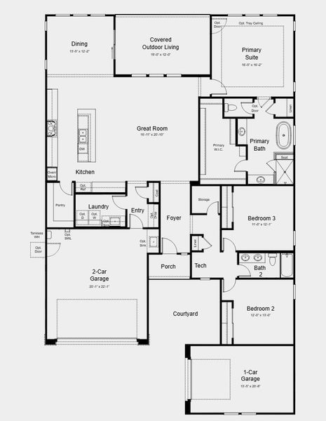 2D floor plan layout for the Estrella by Taylor Morrison in Ladera Trails, Peoria, AZ (Image 3).