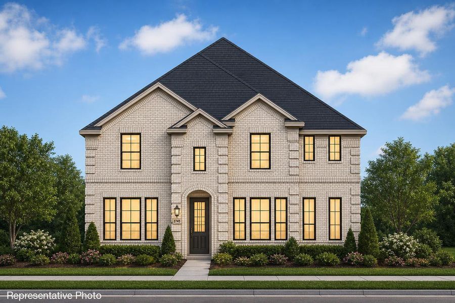 Representative exterior photo of a completed home built from the Royal Oak by Grand Homes in Edgewater, Fate, TX (Image 17). Representative exterior photo of a completed home built from the Royal Oak by Grand Homes in Edgewater, Fate, TX (Image 17).