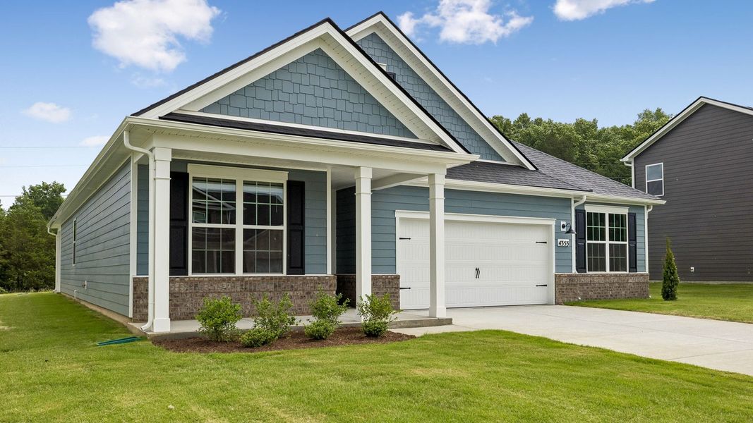 Front exterior of a new home in Reserve at Hickory Ridge, Columbia, TN, highlighting curb appeal (Image 27).