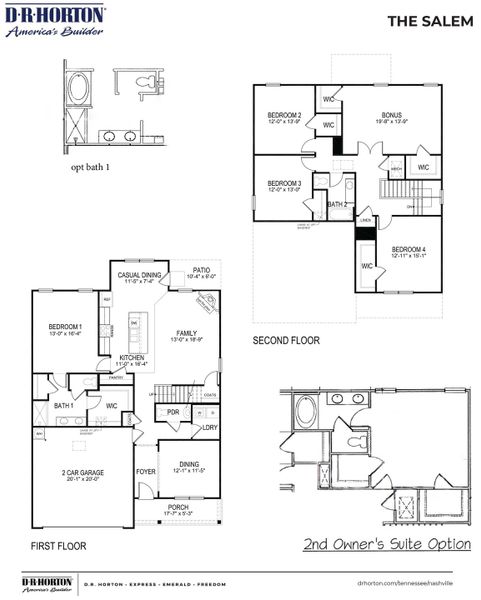 2D floor plan layout of this home in Reserve at Hickory Ridge, Columbia, TN (Image 4).