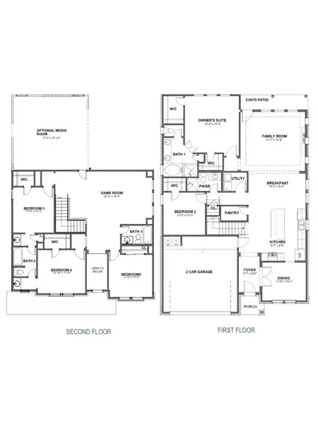 2D floor plan layout for the Ryland 2885HC by Saratoga Homes in Harmony Cove, Humble, TX (Image 2). 2D floor plan layout for the Ryland 2885HC by Saratoga Homes in Harmony Cove, Humble, TX (Image 2).
