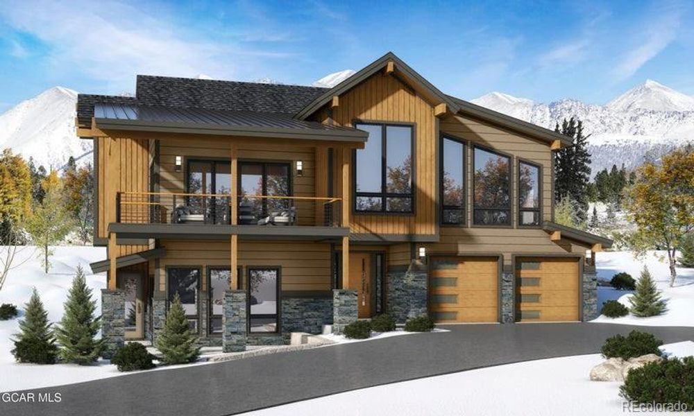 Front exterior of a new home in , Granby, CO, highlighting curb appeal (Image 1). Front exterior of a new home in , Granby, CO, highlighting curb appeal (Image 1).