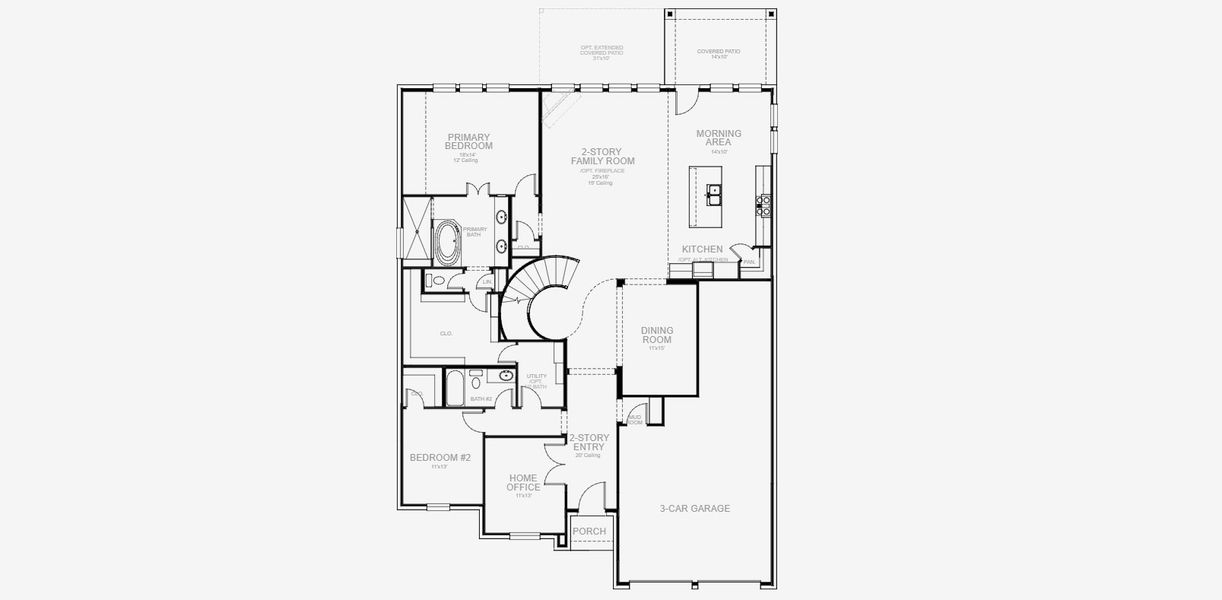 2D floor plan layout for the 3399W by Perry Homes in Ramble 60', Celina, TX (Image 5).
