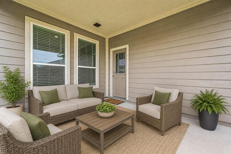 Exterior details and patio area of a home in Sunterra, Katy (Image 4).