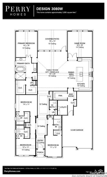 2D floor plan layout of this home in Meadows Of Mill Creek 60', Seguin, TX (Image 5).