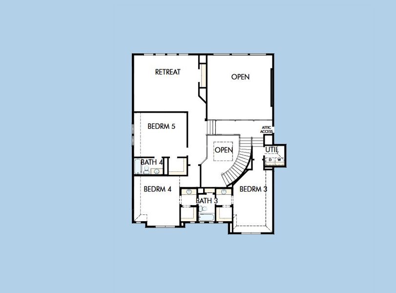 2D floor plan layout for the The Laredo by David Weekley Homes in Briarley, Montgomery, TX (Image 3).