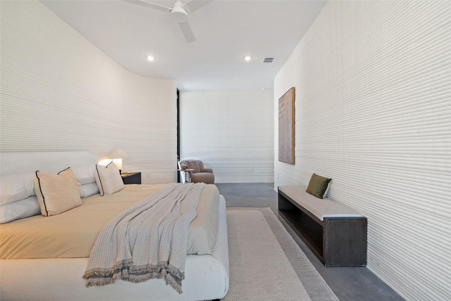 Bedroom featuring ceiling fan