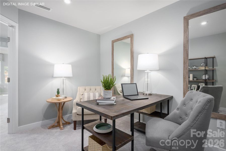 Versatile upstairs flex space—perfect for a home office, study, or additional living area. Versatile upstairs flex space—perfect for a home office, study, or additional living area.