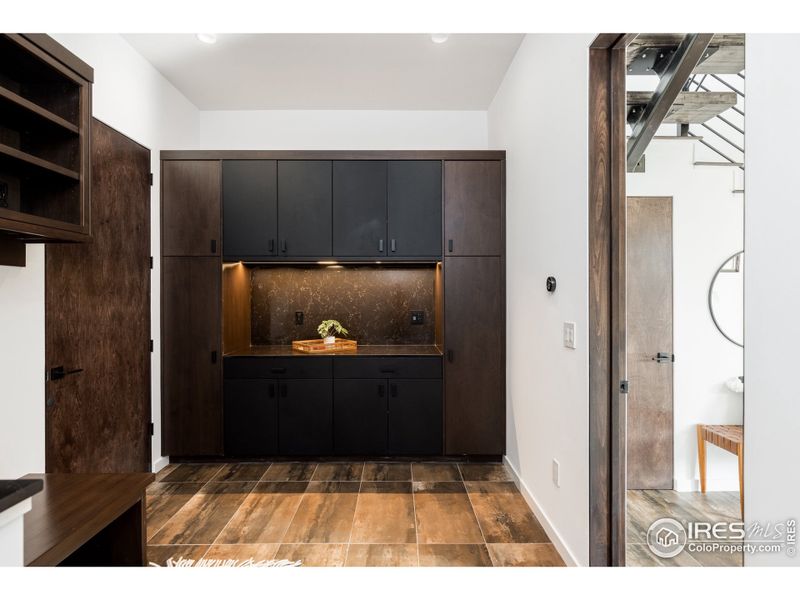 Mudroom with custom cabinetry