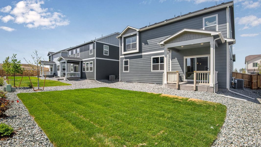 Exterior details and patio area of a home in Trails at Crowfoot, Parker (Image 27).