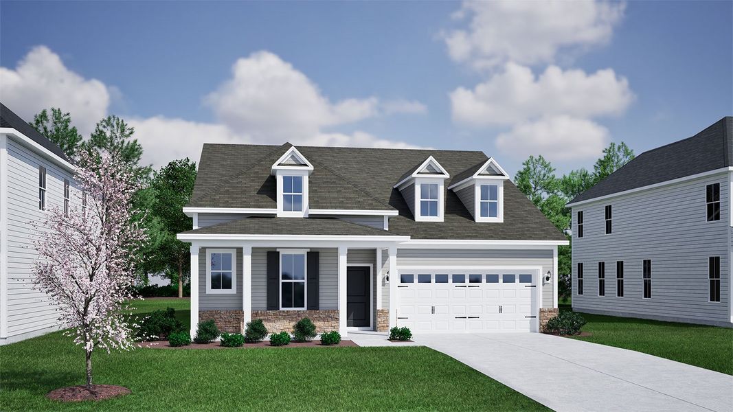 Representative exterior photo of a completed home built from the Elliott - Vanguard Collection by Mungo Homes in Ovation at Sweetbrier, Durham, NC (Image 13).
