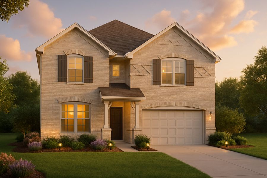 Representative exterior photo of a completed home built from the Hawthorn II Katy Lakes 50s by Brohn Homes in Katy Lakes, Katy, TX (Image 22).